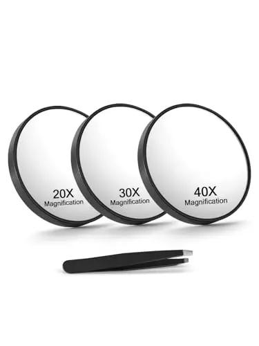 MACAKI set of three small round magnifying mirrors with suction cups