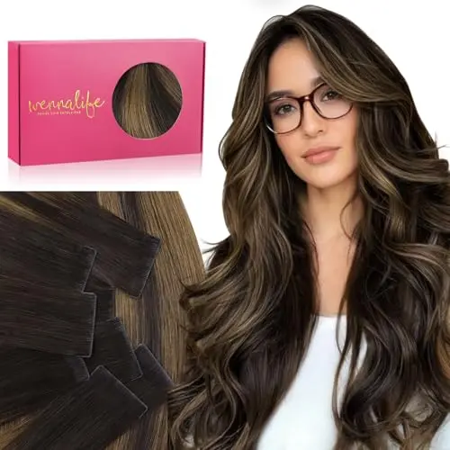 WENNALIFE Invisi Edge 14-inch balayage tape-in hair extensions showing injected tape technology