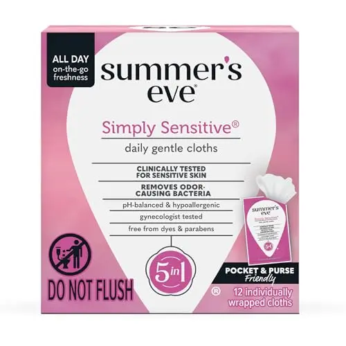 Individually wrapped Summer's Eve Simply Sensitive feminine wipes