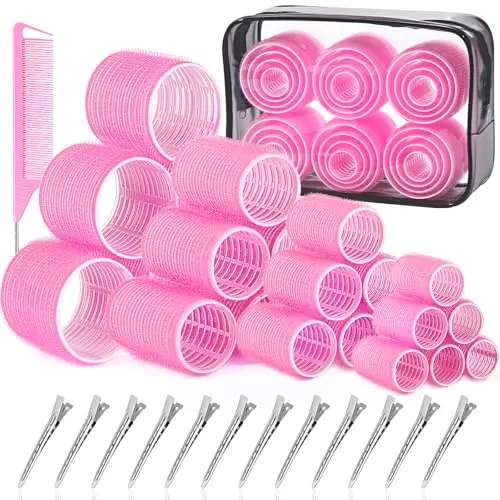 IKOCO hair rollers set with four sizes, clips, and a storage bag