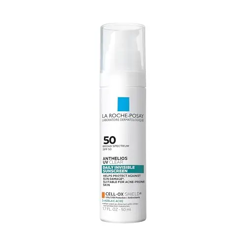 La Roche-Posay Anthelios UV Clear Sunscreen SPF 50 bottle with azelaic acid