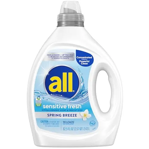 all sensitive fresh spring breeze liquid laundry detergent bottle