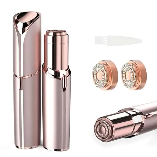TUOKIY facial hair remover kit for women, includes device, two replacement heads, battery, and brush.