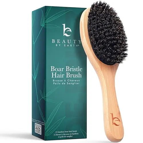 Beauty by Earth natural boar bristle hair brush with bamboo handle