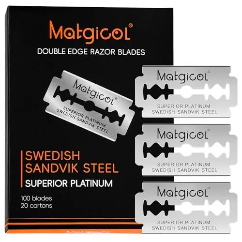 MATGICOL Double Edge Safety Razor Blades, 100-count pack
