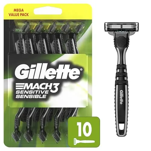 Pack of 10 Gillette Mach3 Sensitive disposable razors