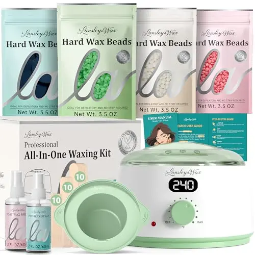 LANSLEYWAX green digital wax warmer kit with silicone pot and accessories