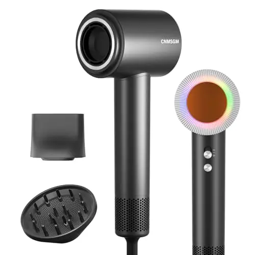 CNMSGM high-speed ionic hair dryer with LED ring and magnetic attachments