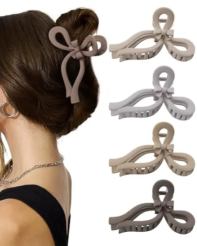 AWAYTR 4-pack of 5-inch extra large bow design hair claw clips
