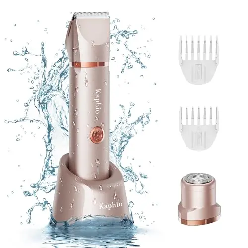 KAPHIO rose gold 2-in-1 electric razor for pubic hair and body grooming