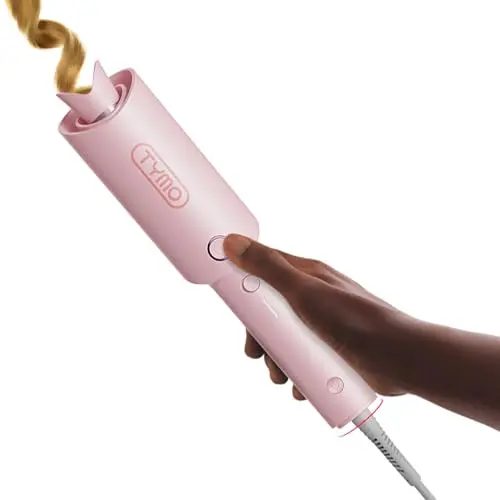 TYMO pink automatic rotating curling iron for beach waves