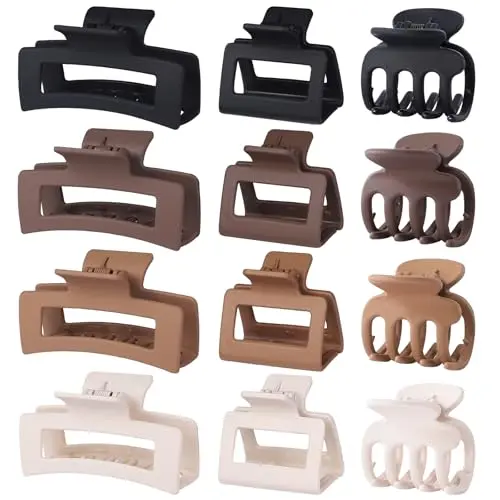 SMKSL small medium big hair claw clips combination set of 12