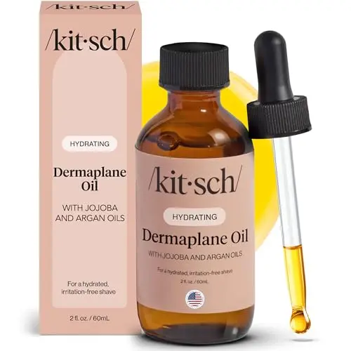 Kitsch Dermaplane Face Oil with jojoba and argan oil in a sleek bottle