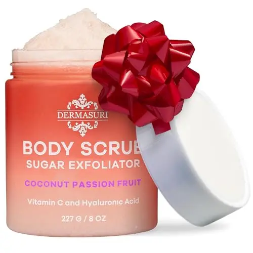 Dermasuri Exfoliating Sugar Scrub in Coconut Passion Fruit scent