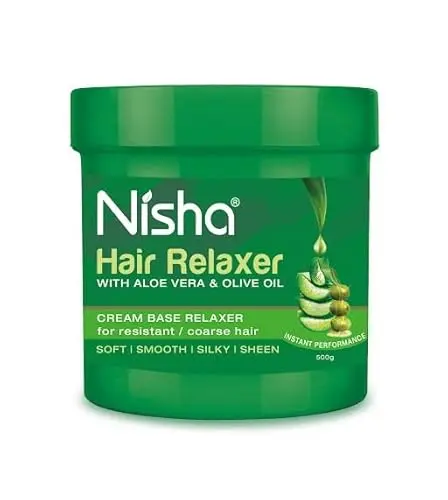 Nisha Hair Relaxer cream with Aloe Vera and Olive Oil jar