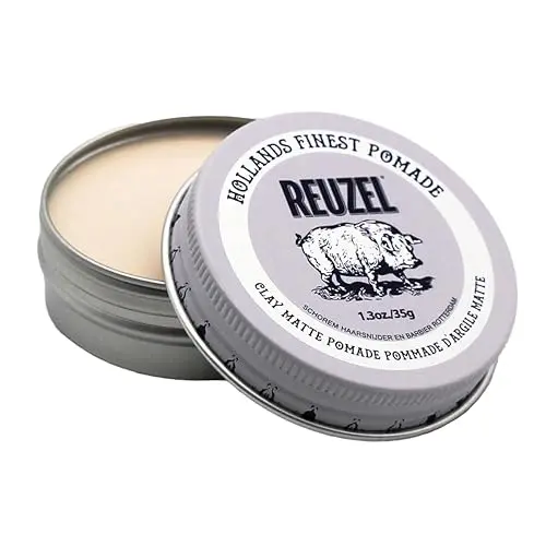 Reuzel Clay Matte Pomade in a small blue tin