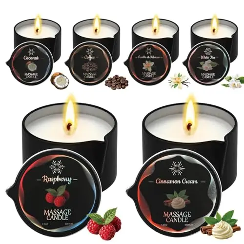 Sariiraw set of six small tin massage candles in various scents