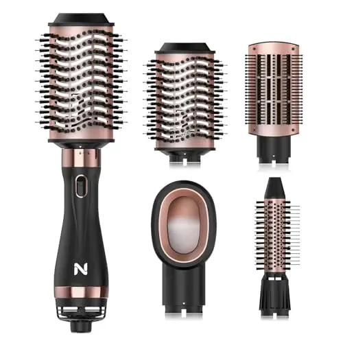 Natrial hair dryer brush in black and rose gold