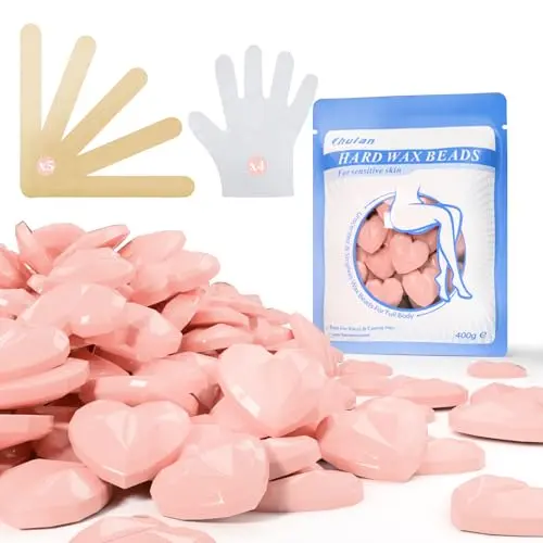 Chulan heart-shaped hard wax beads in pink, for coarse hair removal on sensitive areas
