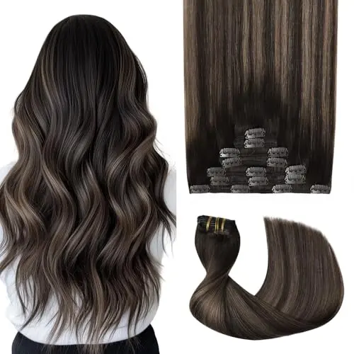 SWEETMET balayage clip-in hair extensions with double weft for thick hair