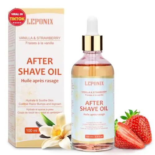 LEPONIX After Shave Oil for Women bottle with strawberry vanilla scent