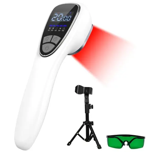 iTHERAU red light therapy wand with adjustable stand for dogs and humans.