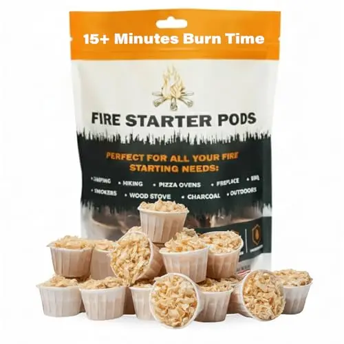 Backcountry Goat wax fire starter pods on a wood table
