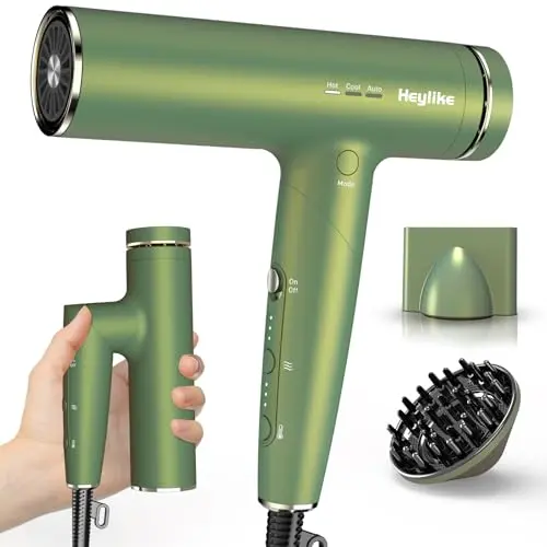 Heylike foldable high-speed plasma ion hair dryer in green