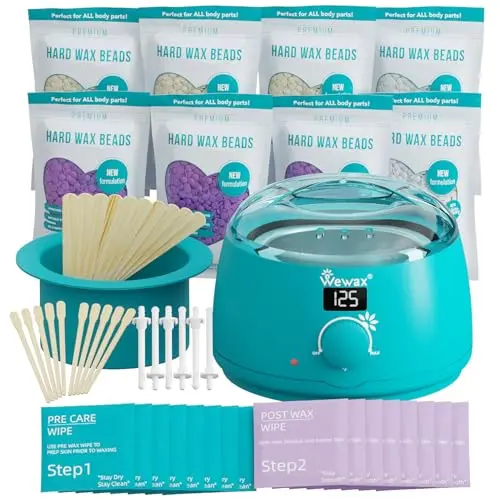 WAXBEAR digital wax warmer kit with lavender wax beans and care wipes