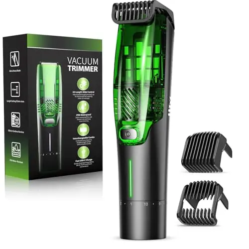 NAUQUOHZ vacuum beard trimmer with precision dial in green