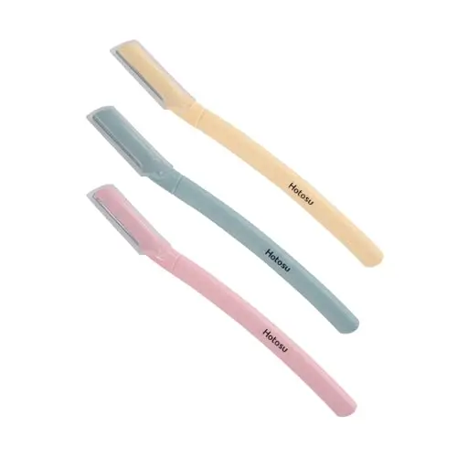 Hotosu pack of 3 multicolor stainless steel manual eyebrow and facial razors