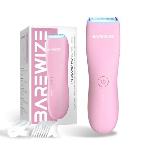 BAREWIZE rose pink USB-C rechargeable pubic hair trimmer