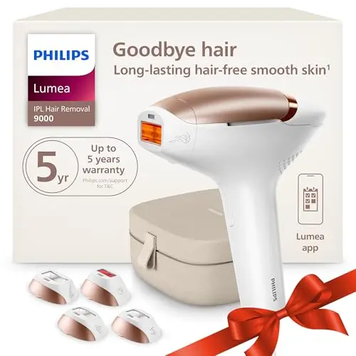 Philips Lumea 9000 Series white IPL device with four attachments
