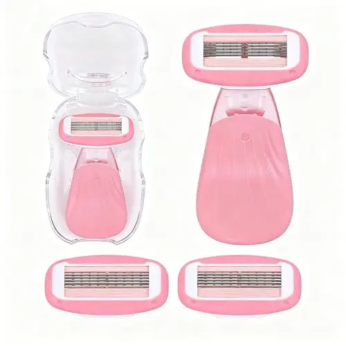 Keropy women's 5-blade razor with handle, refills, and travel case