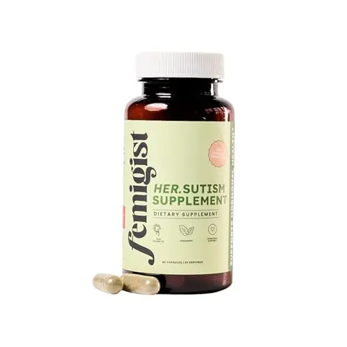 Femigist HERsutism Supplement bottle with spearmint and zinc capsules