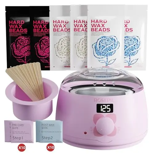 Rosepil digital wax warmer with color-coded wax beads for targeted hair removal