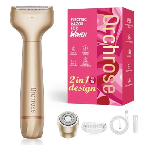 Orchrose 2-in-1 electric razor for women with rotary and blade heads