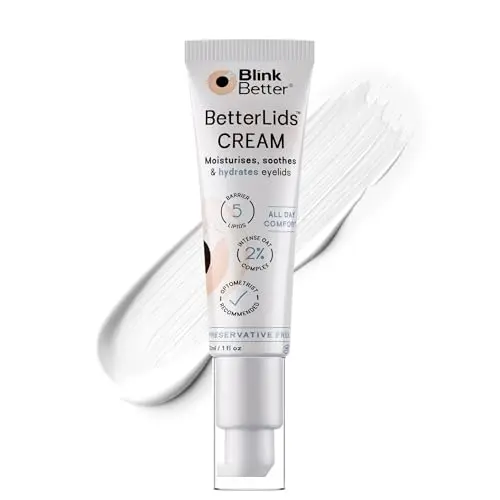 BlinkBetter Restore Eyelid Cream in a white and blue tube