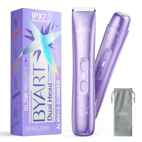 BYART violet dual-head electric razor and facial hair trimmer for women