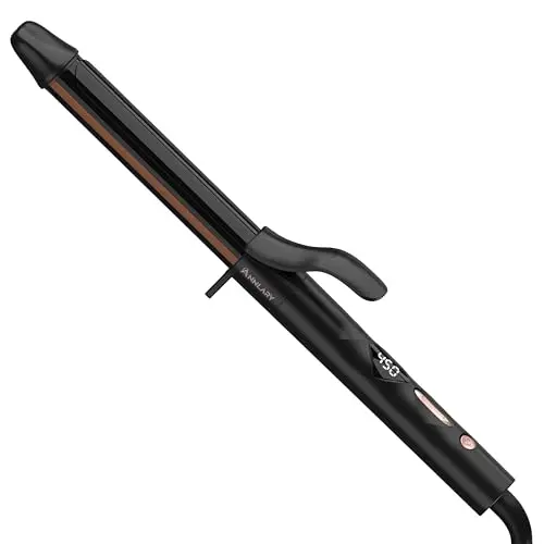 ANNLARY black titanium ceramic curling iron with LED display