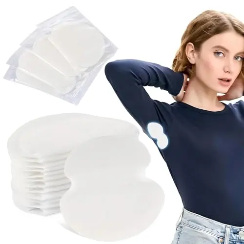 UOIRMI disposable underarm sweat pads showing microfiber fabric construction