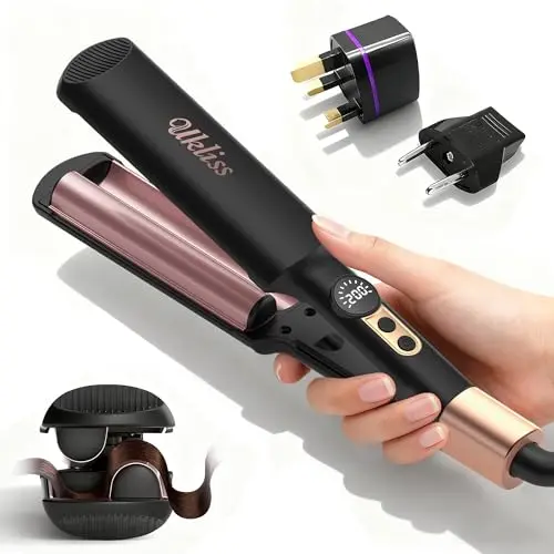 UKLISS Black Mini Double Barrel S Waver Hair Crimper Tool