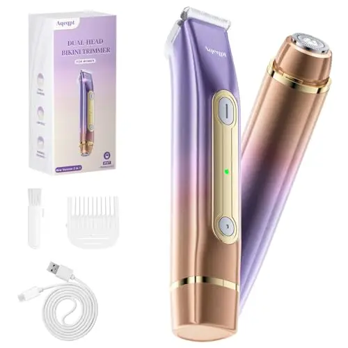 Aqeqpt dusky rose electric razor with integrated dual-head design