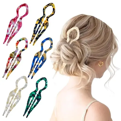 Prestige ergonomic hair pin with double-notch locking mechanism