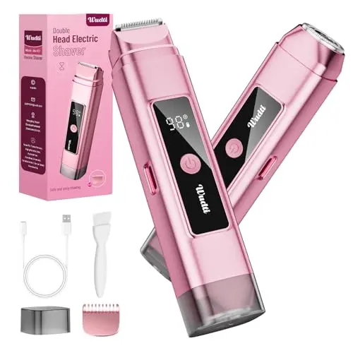 Dynooper carmine pink electric razor for women with LED display and travel lock
