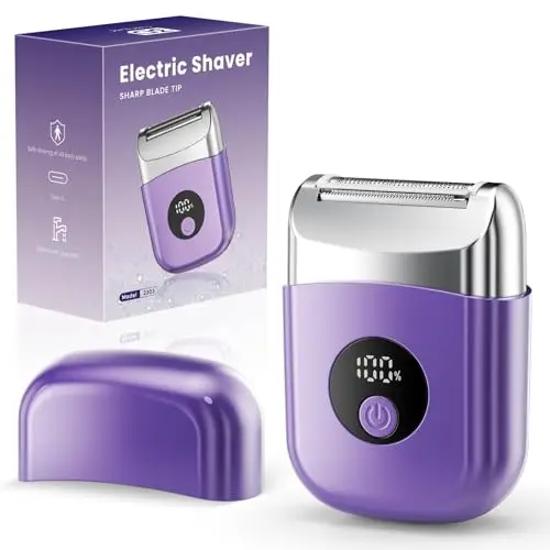 WEQOEE purple compact electric shaver for women with 3D floating heads