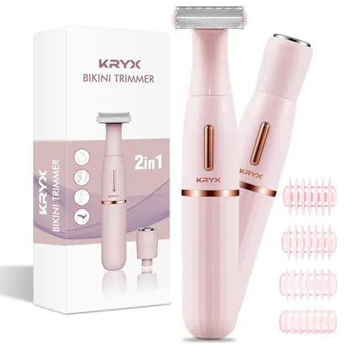 KRYX Pink Pivoting Electric Razor for women with two detachable heads