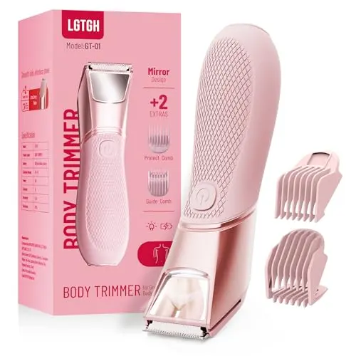 LGTGH baby pink bikini trimmer with built-in mirror and LED light for women