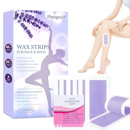 Plongtui Wax Strips kit with 72 pieces and calming oil wipes